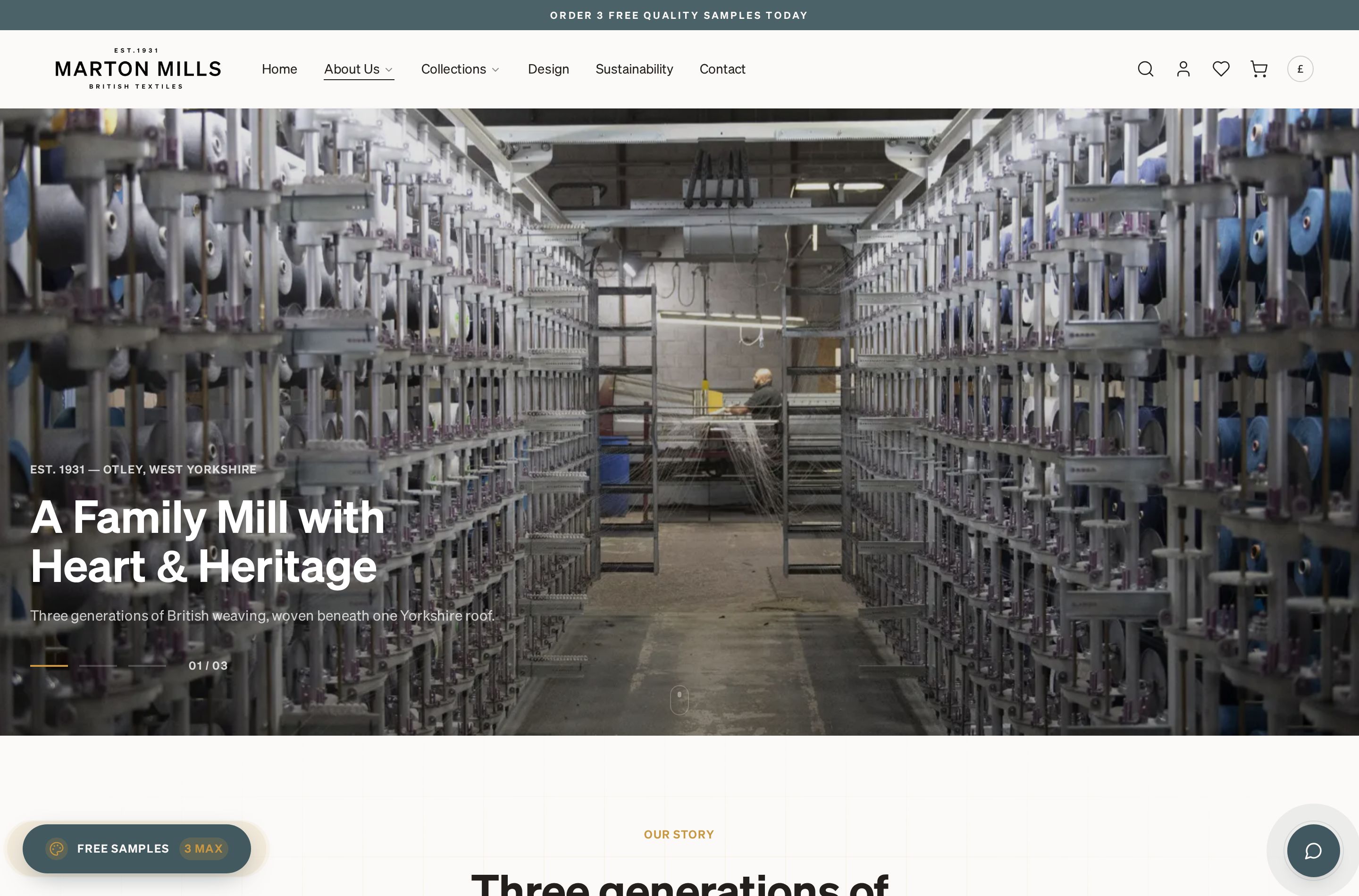 Marton Mills heritage page telling the story of the Yorkshire weaving mill since 1931