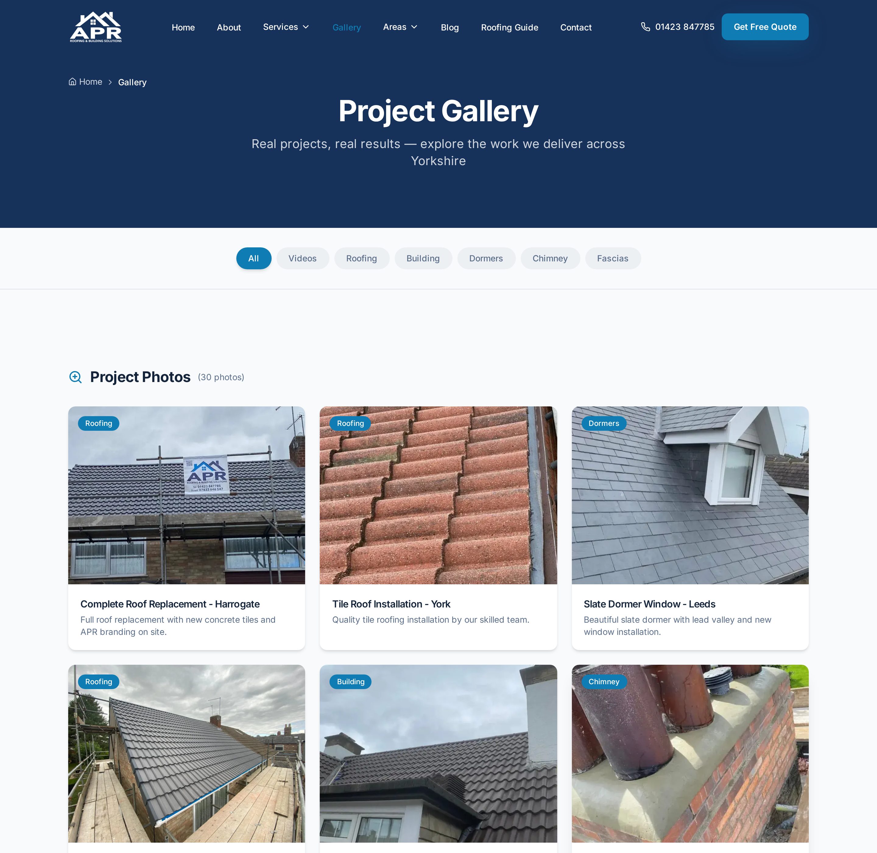 APR Roofing project gallery filtered by roofing, building, dormers, chimney and fascias